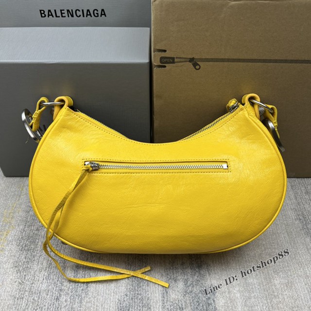 Balenciaga專櫃爆款Le Cagole半月牙腋下包餃子包 巴黎世家經典大號爆裂黑鱷金機車包 fyj1082